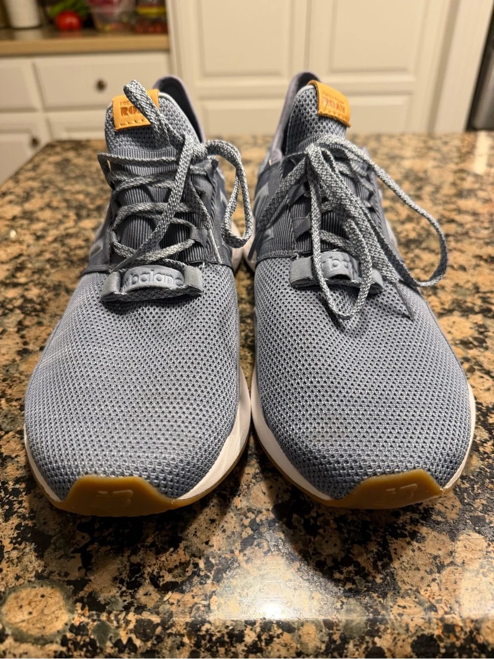 New Balance Men's Blue Gray Knit Athletic Sneakers